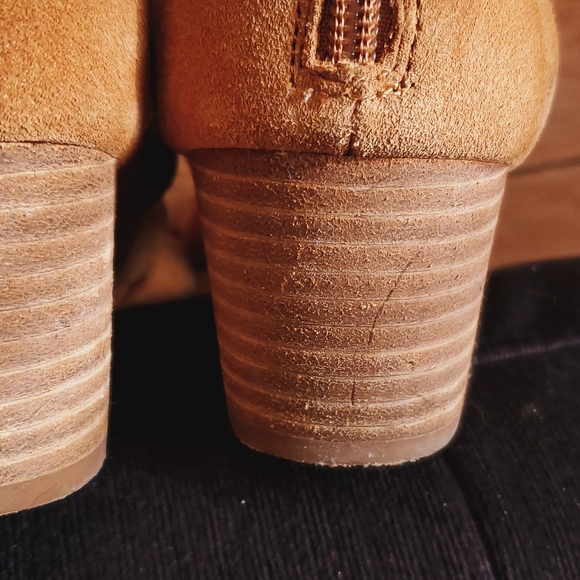 Suede Nude/Brown Lucky Brand Lace Up Sandal Heels - Picture 4 of 7